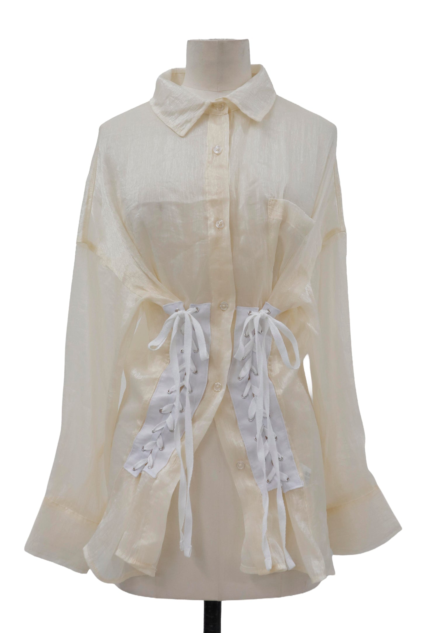 lace up shirt/RM-［2605-038］