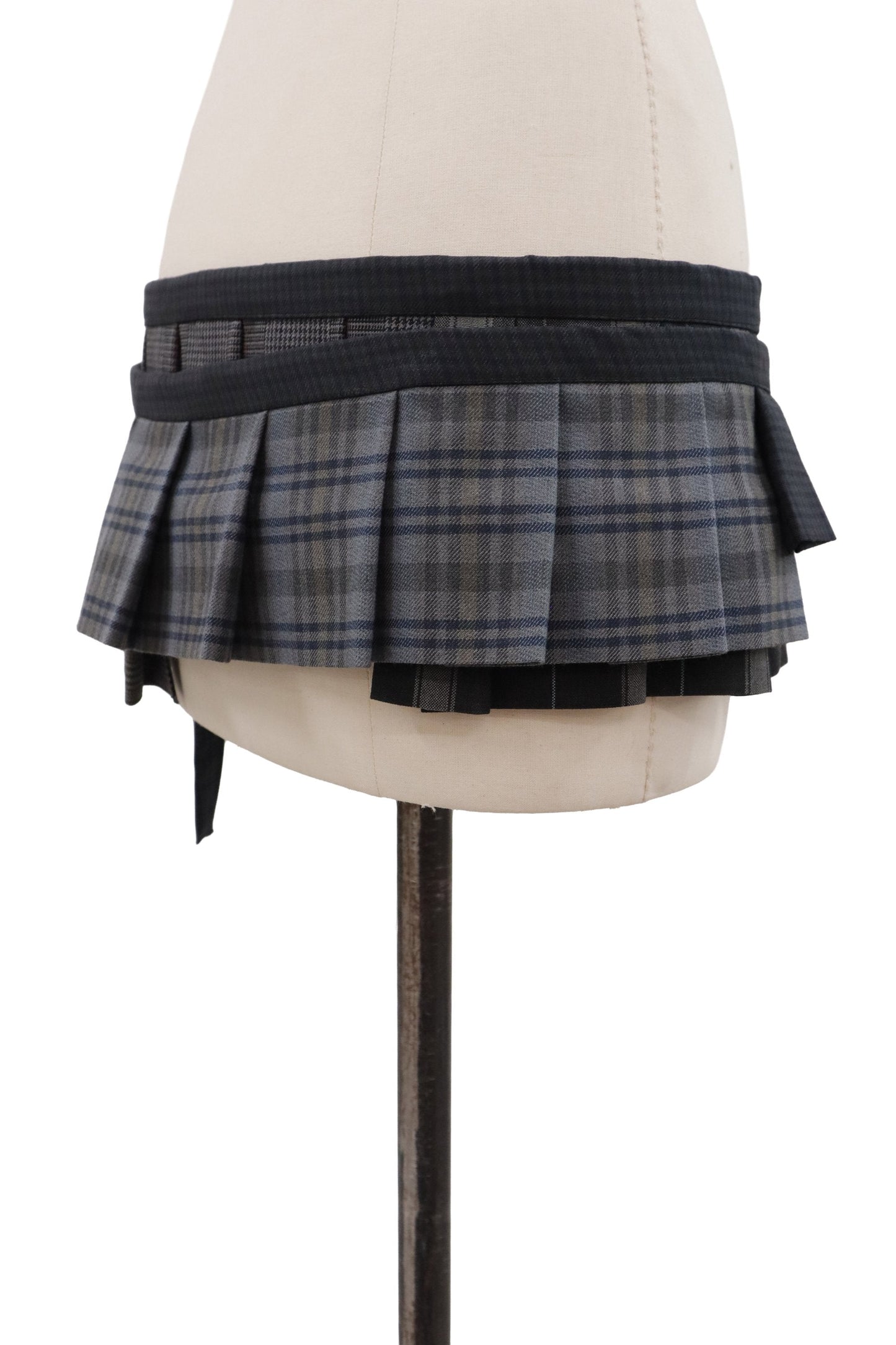 plaid tiered mini skirt/RM-［2607-049］