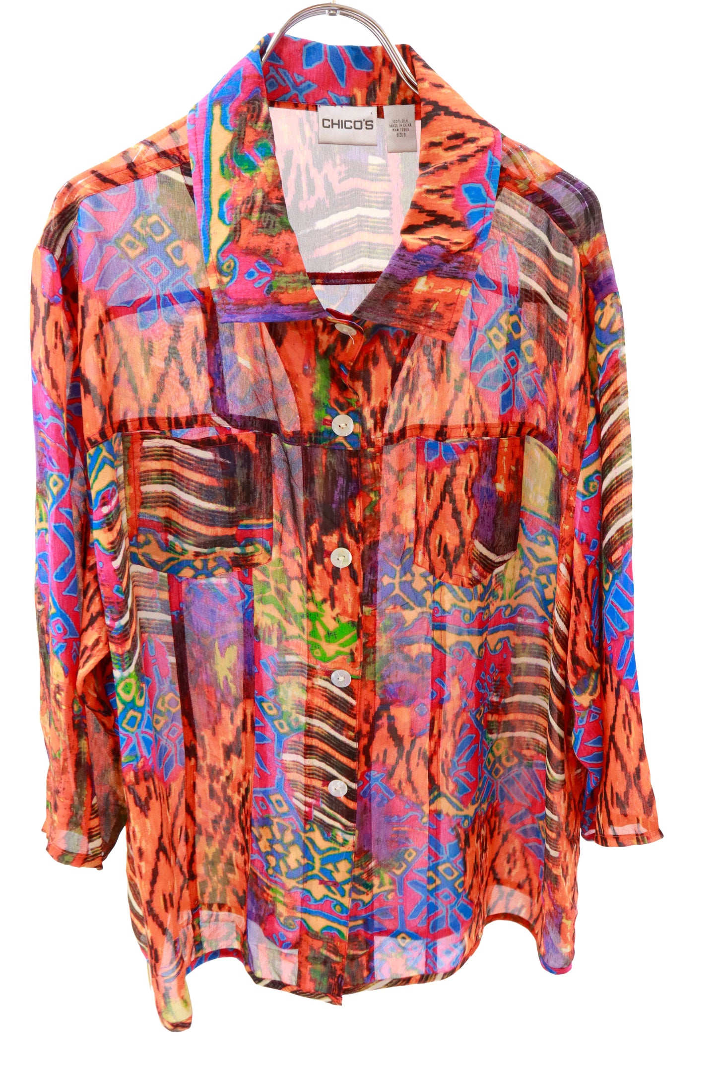 90's CHICO'S silk shirt/NV-［2511-027］