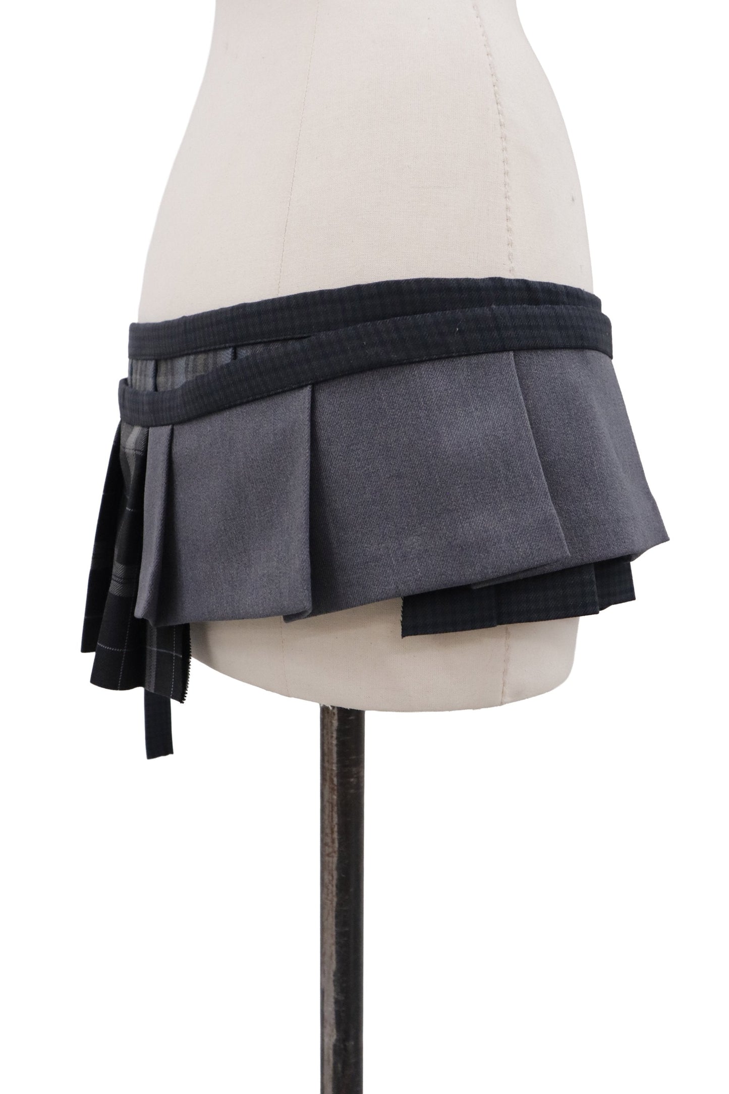 plaid tiered mini skirt/RM-［2607-045］