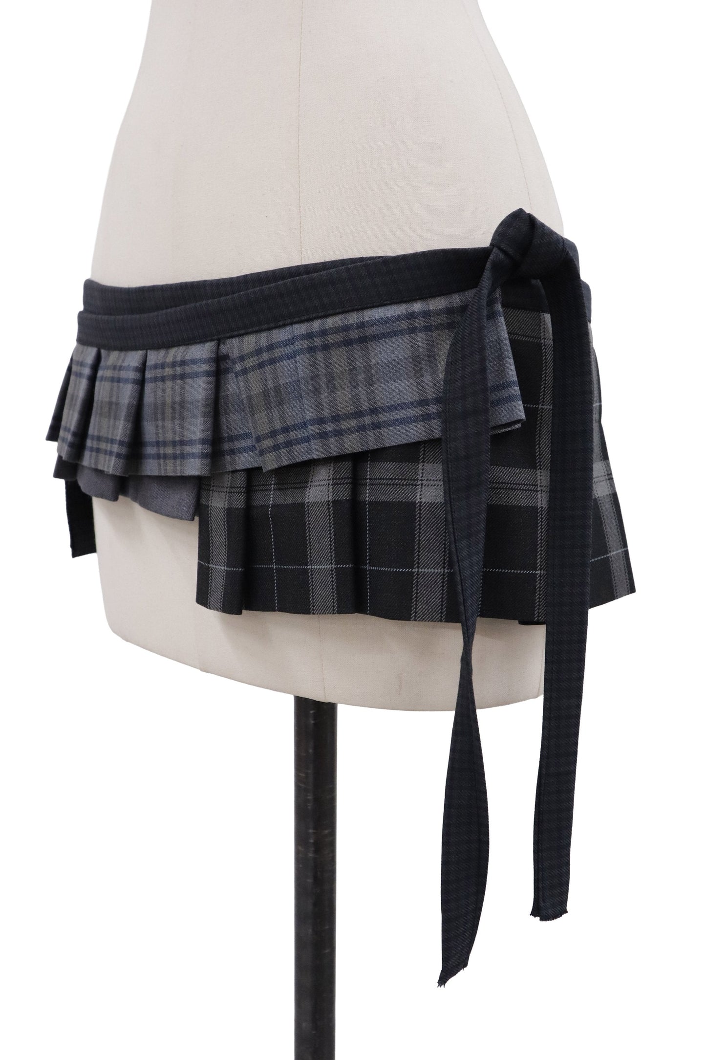 plaid tiered mini skirt/RM-［2607-046］