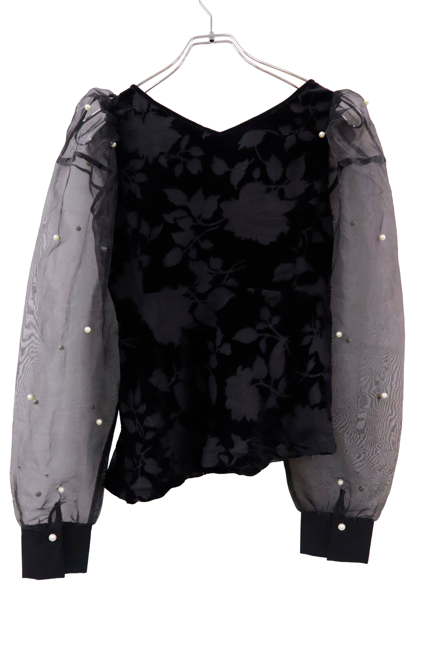 organdy Velour puff sleeve tops /RM-［2511-022］