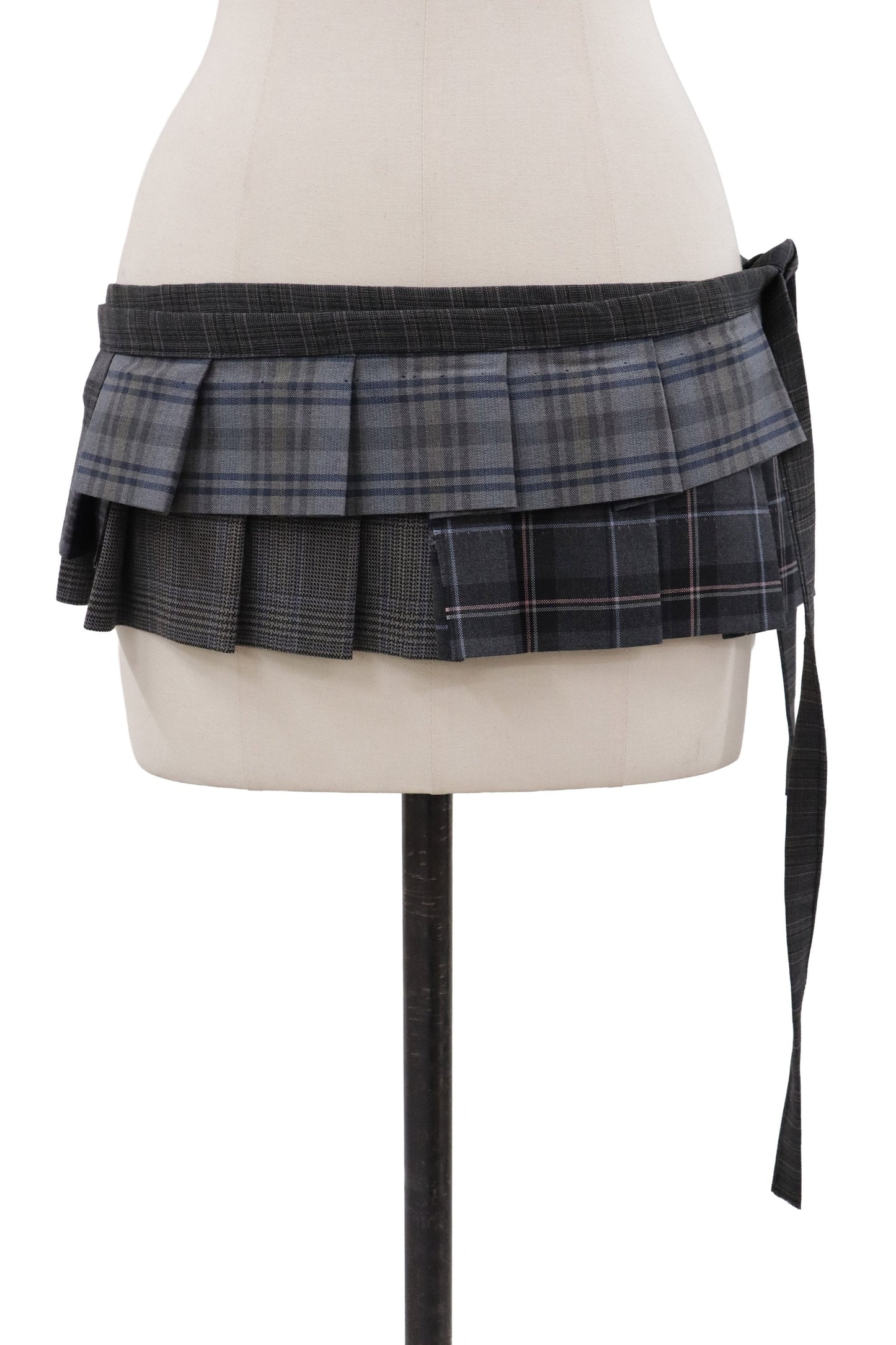 plaid tiered mini skirt/RM-［2607-047］