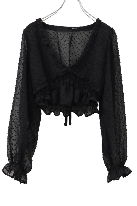 lace up shirring tops/RM-［2608-053］