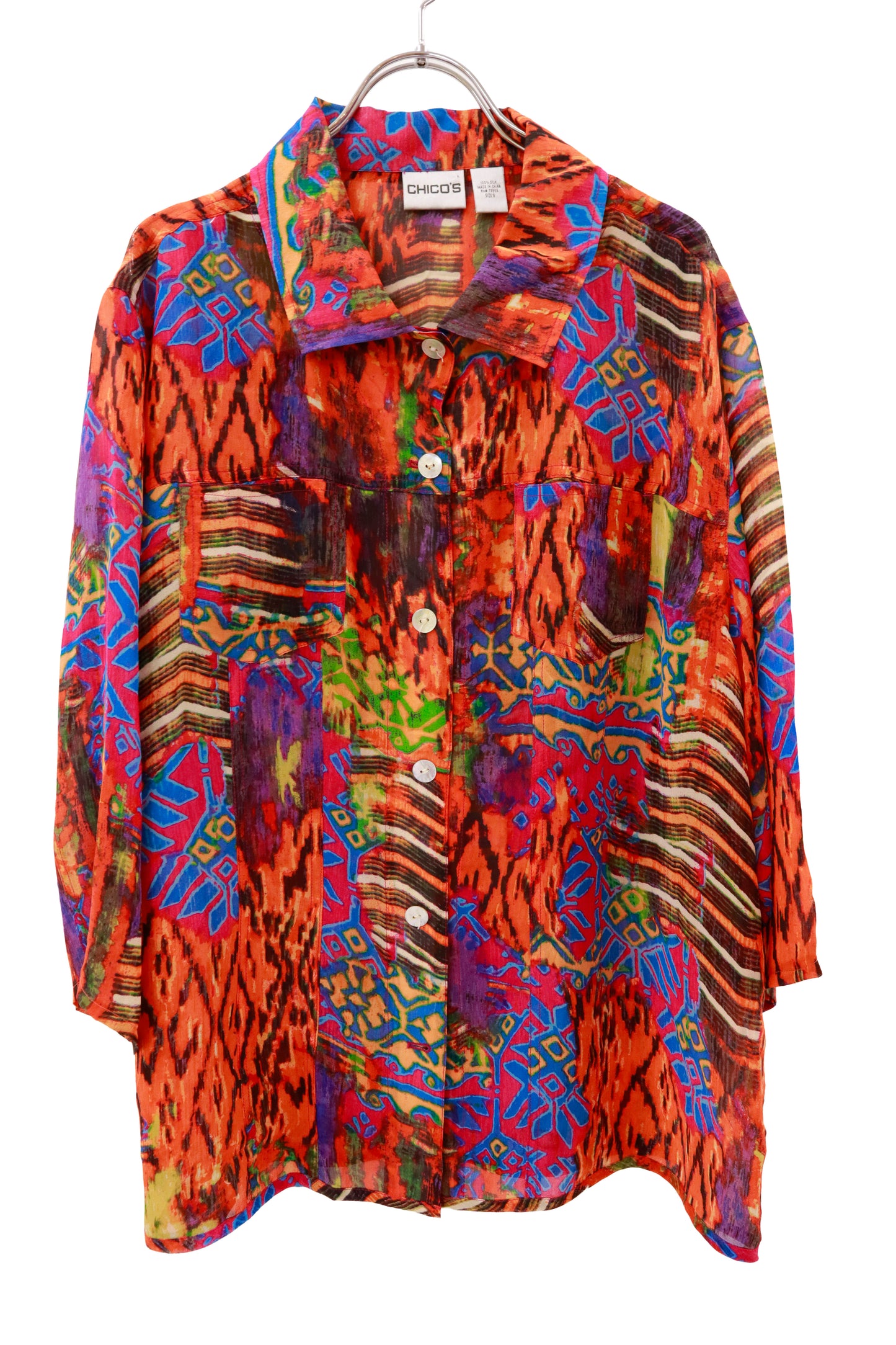 90's CHICO'S silk shirt/NV-［2511-027］