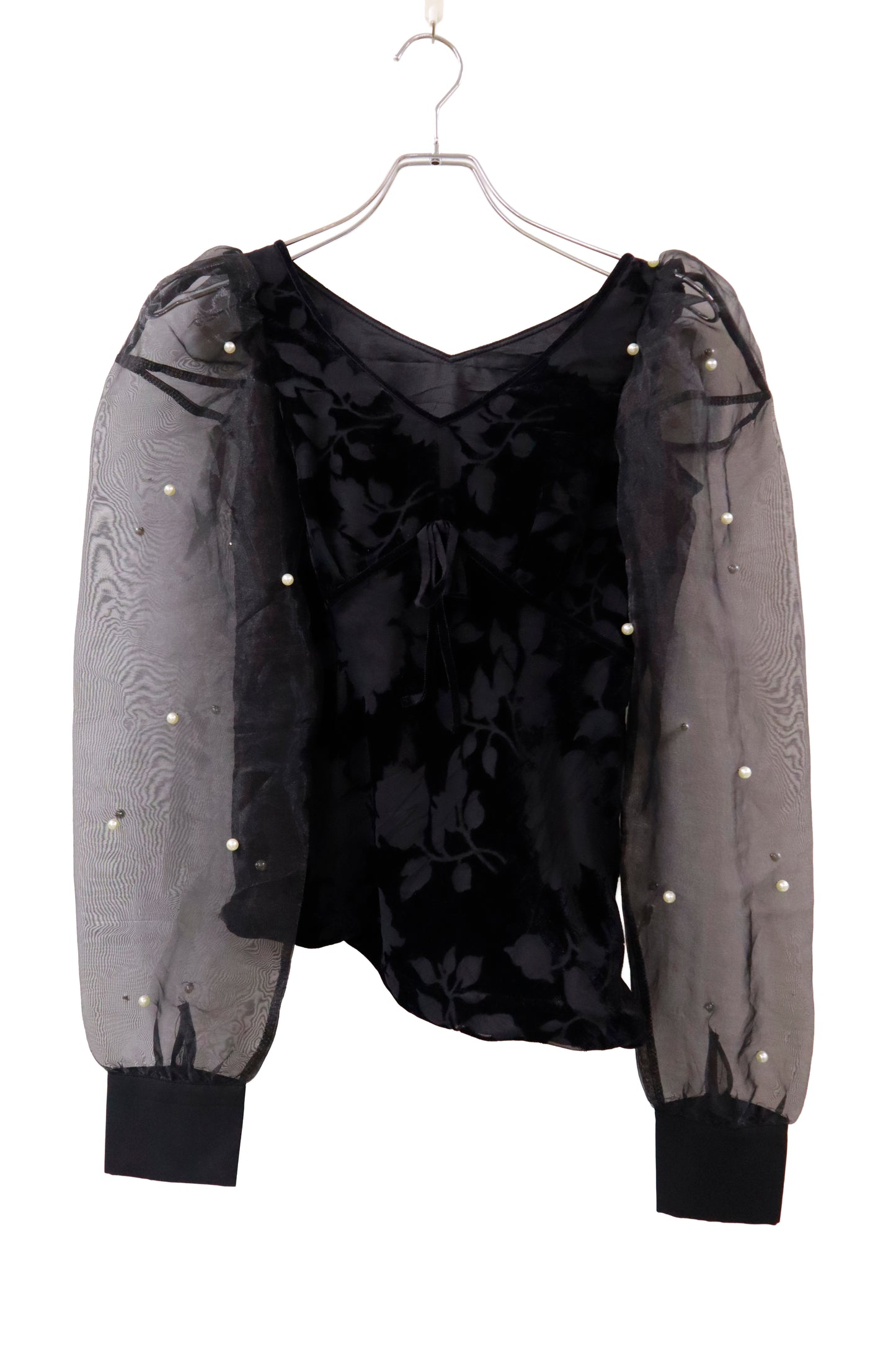 organdy Velour puff sleeve tops /RM-［2511-022］