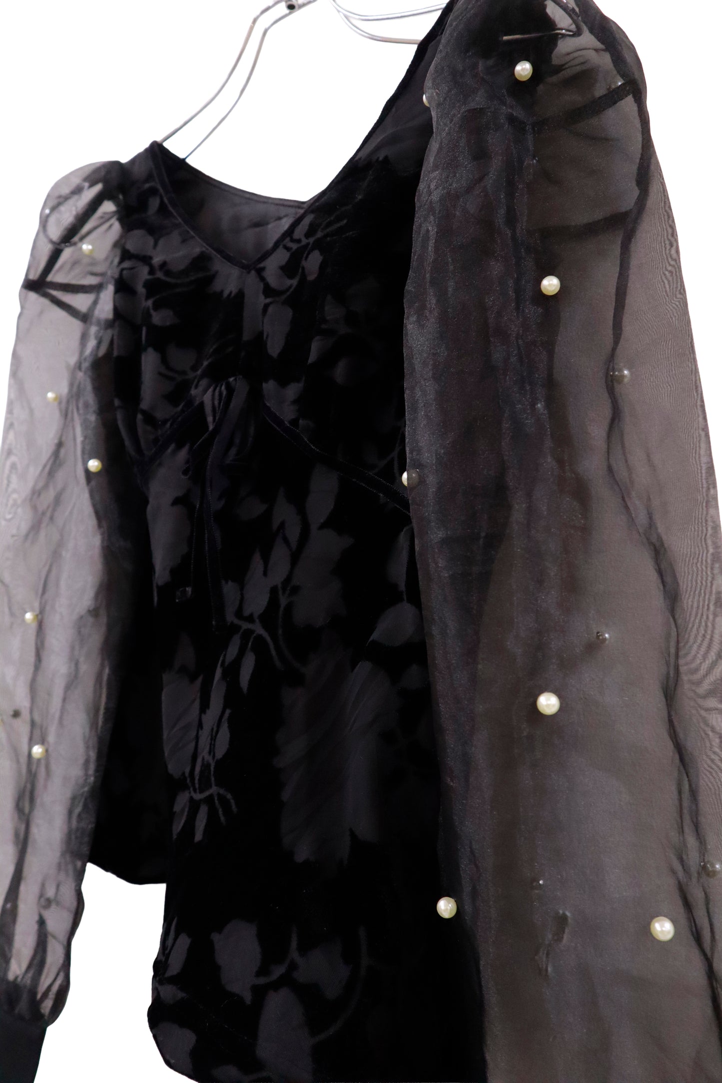 organdy Velour puff sleeve tops /RM-［2511-022］