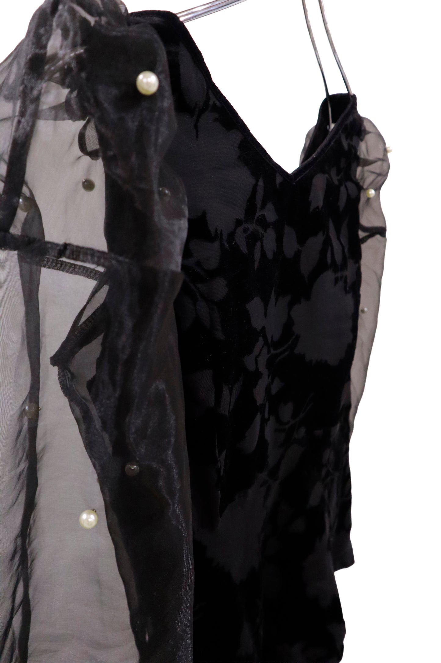 organdy Velour puff sleeve tops /RM-［2511-022］