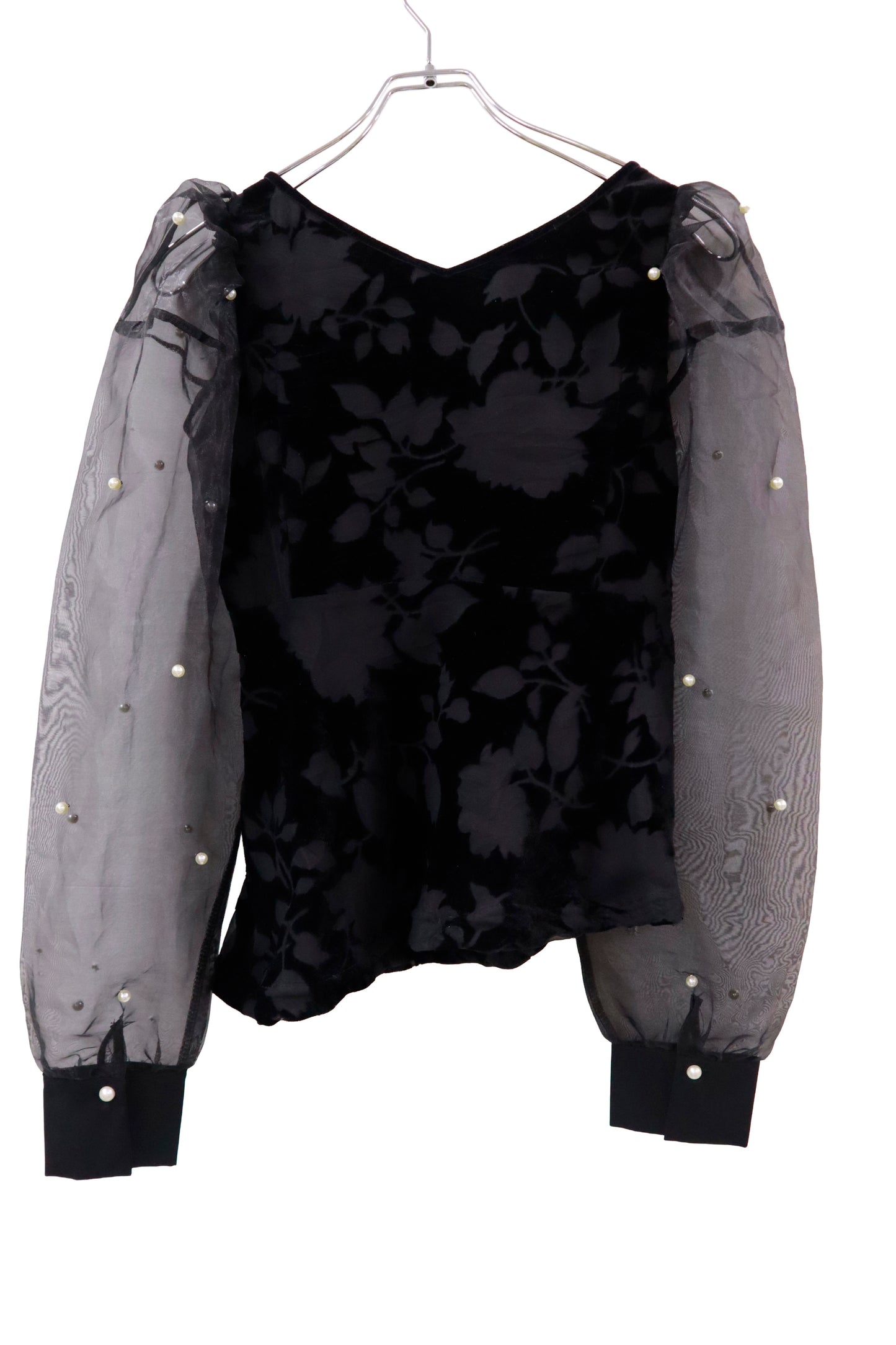 organdy Velour puff sleeve tops /RM-［2511-022］