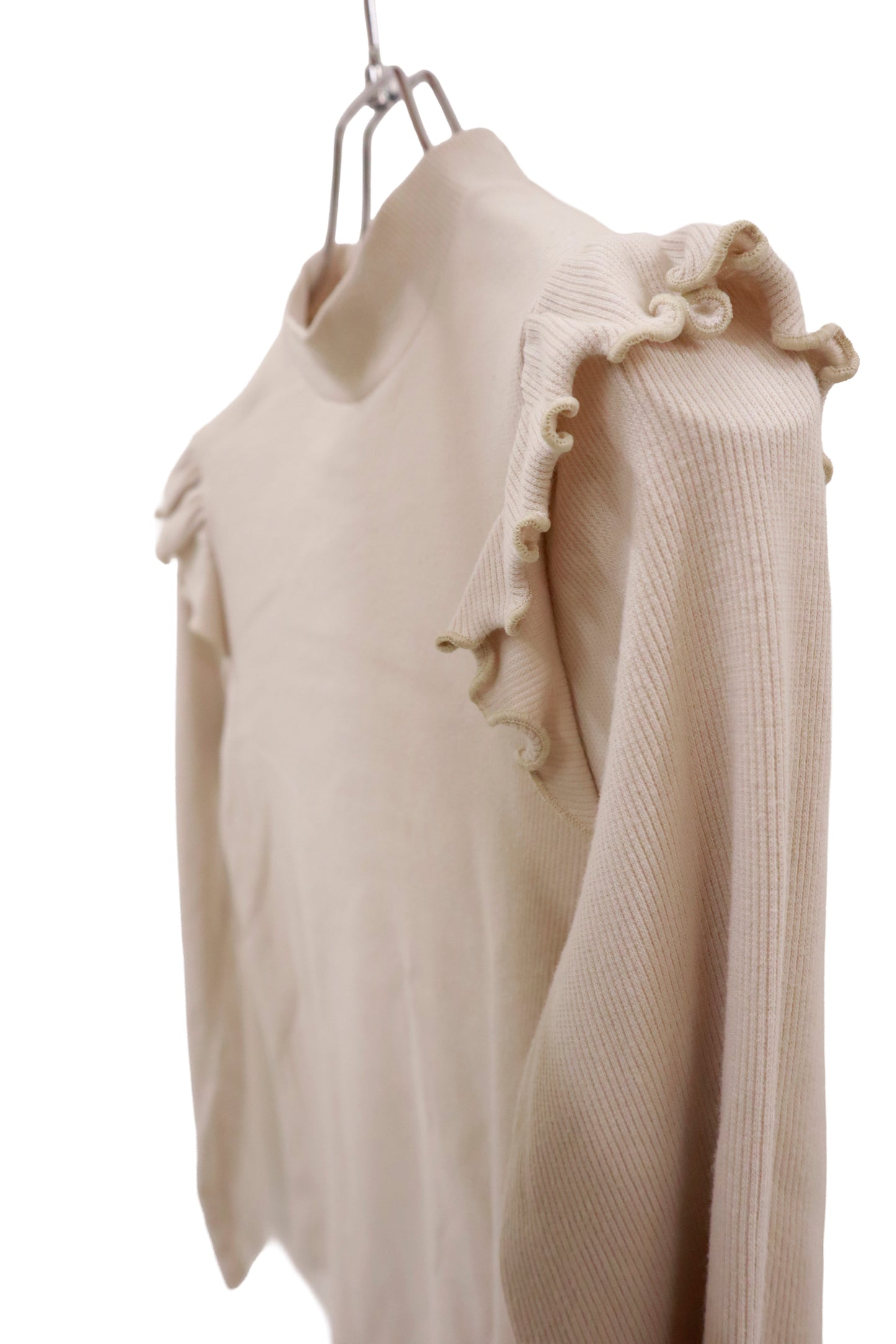 frill sleeve rib tops/NV-［2511-053］