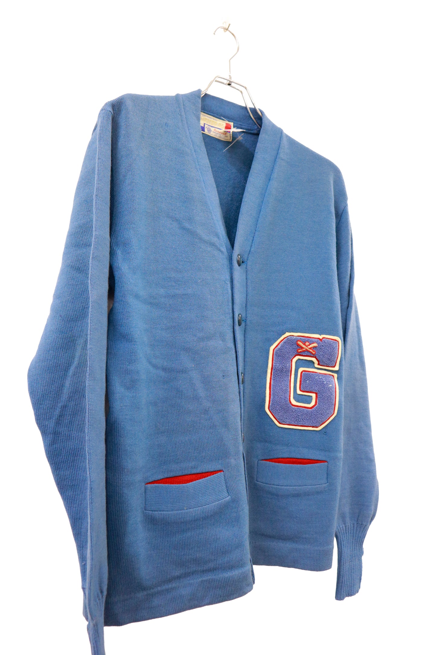 60's GENERAL SWEATER CORP. lettered cardigan/NV-［2511-128］