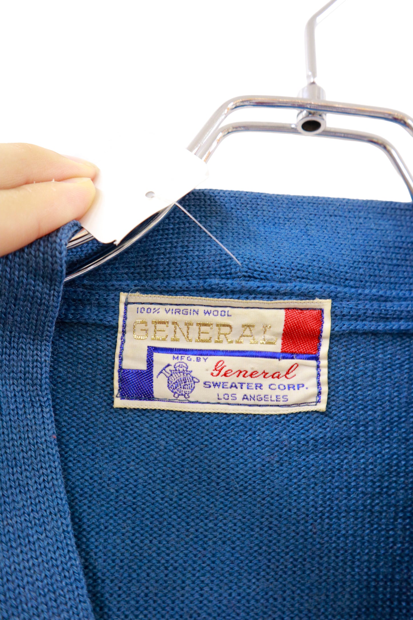 60's GENERAL SWEATER CORP. lettered cardigan/NV-［2511-128］