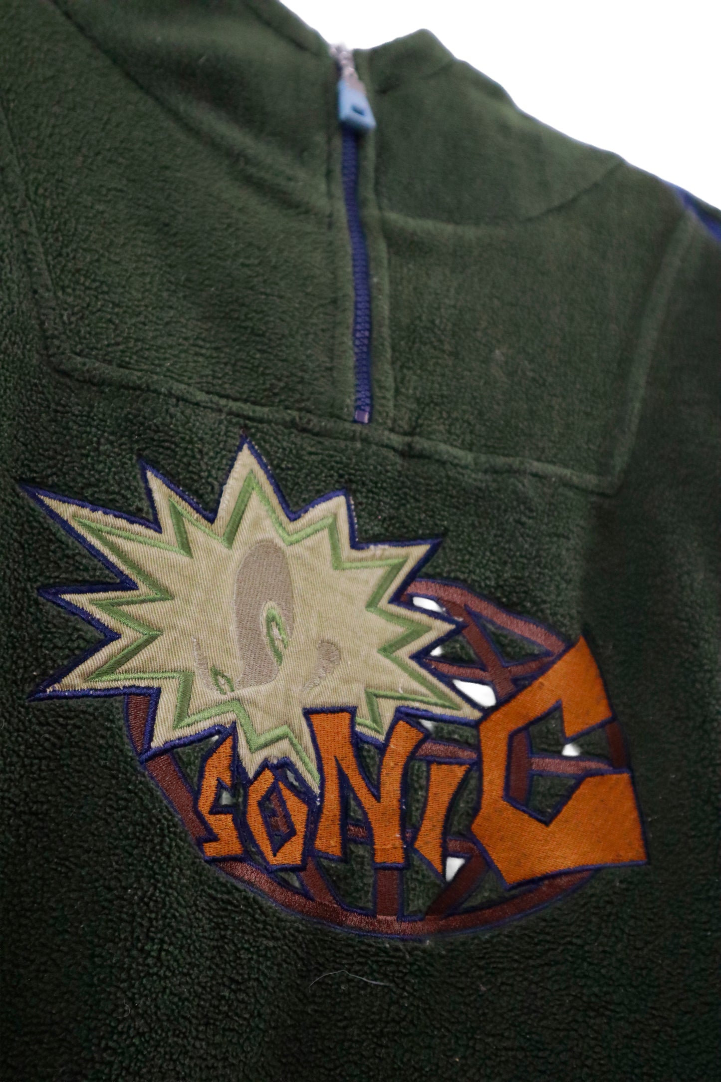 90's SONIC half zip fleece hoodie/NV-［2511-140］