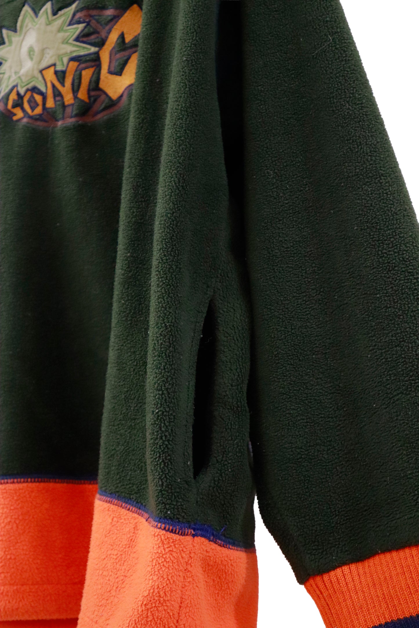 90's SONIC half zip fleece hoodie/NV-［2511-140］