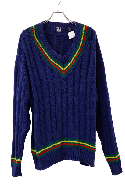 90's old GAP cotton knit sweater/NV-［2511-144］