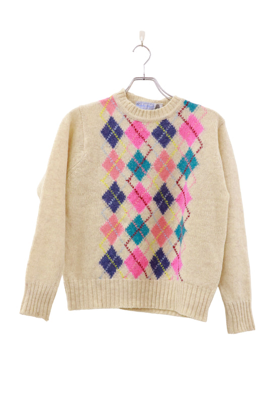 80's wool knit sweater/NV-［2511-152］