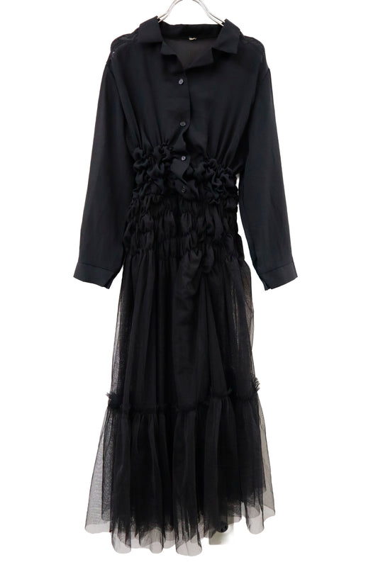shirring sheer dress/ RM-［2513-095］