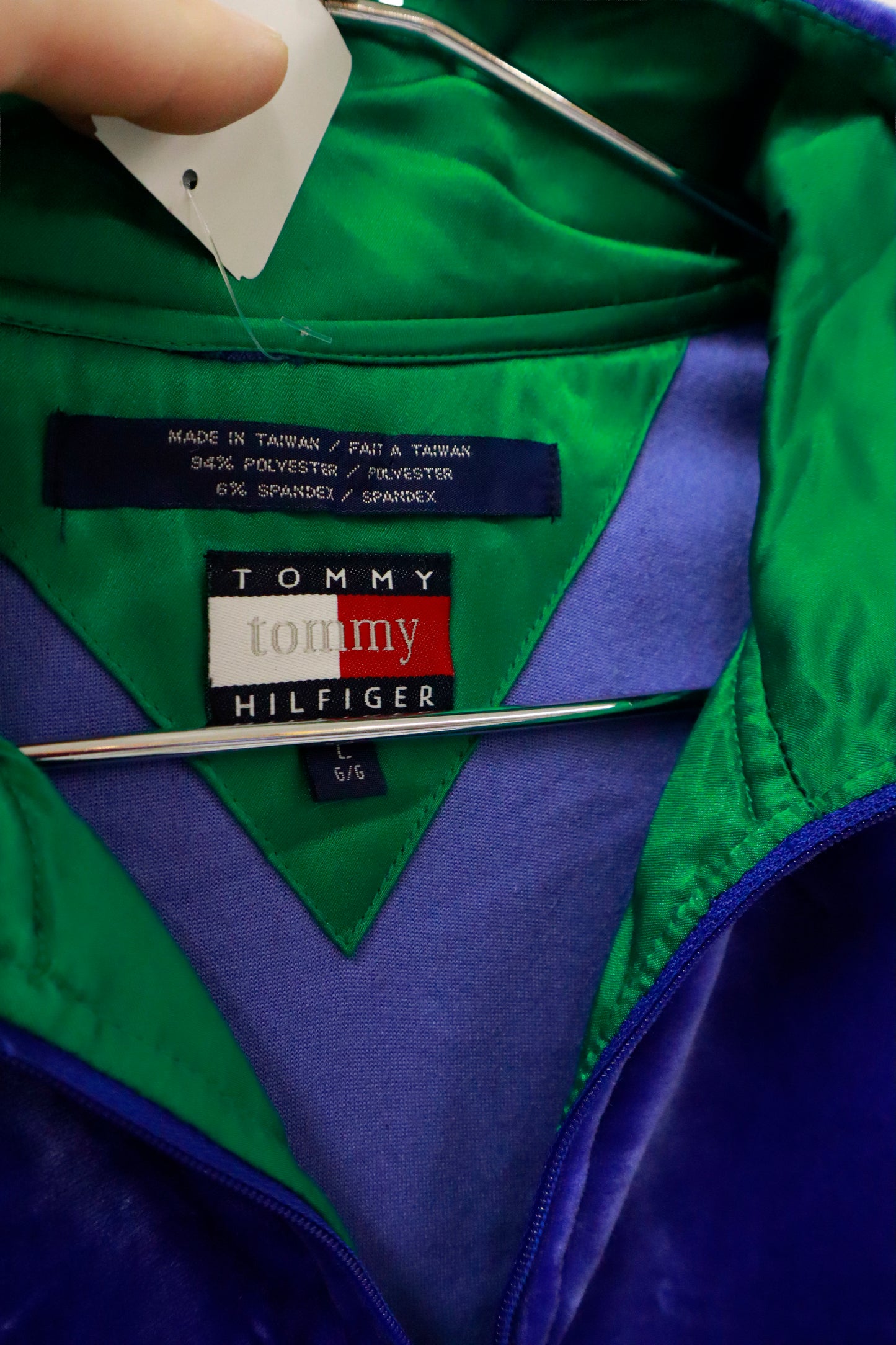 90's TOMMY HILFIGER velor tops /NV-［2601-041］