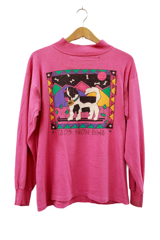 90's BEER dog mock neck L/S Tee /NV-［2601-045］