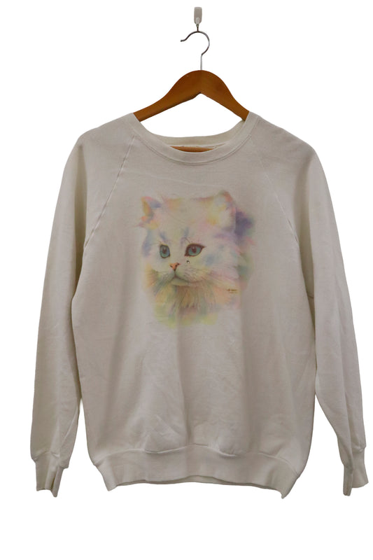 90's cat design sweat shirt  /NV-［2601-047］