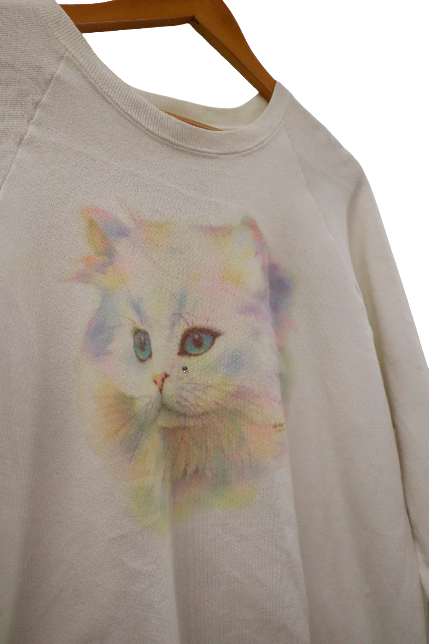 90's cat design sweat shirt  /NV-［2601-047］
