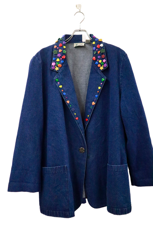 90's denim tailored jacket / NV-［2601-053］