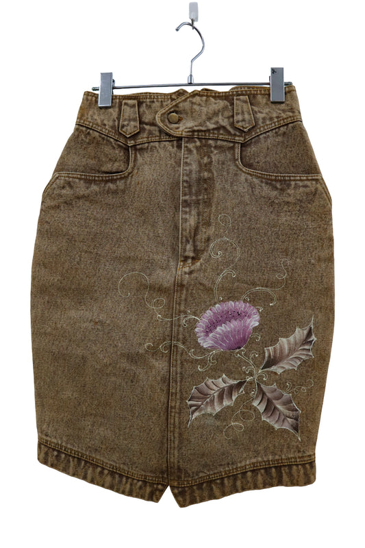 paint graphic denim tight skirt/U-［2601-053］