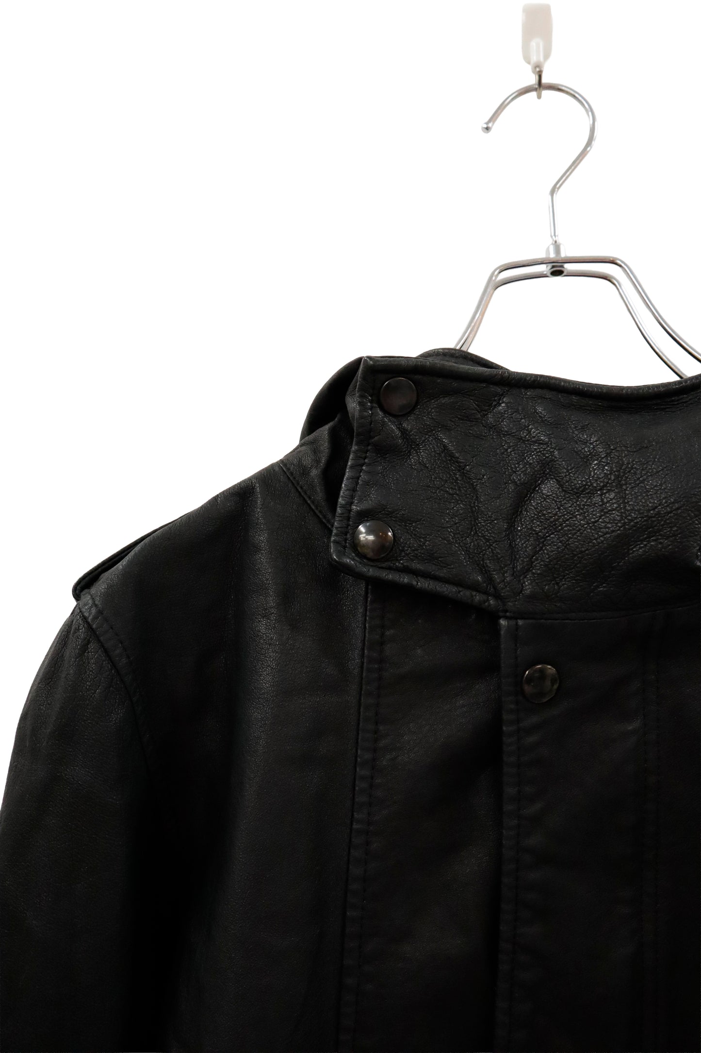 leather hoodie jacket/U-［2602-006］