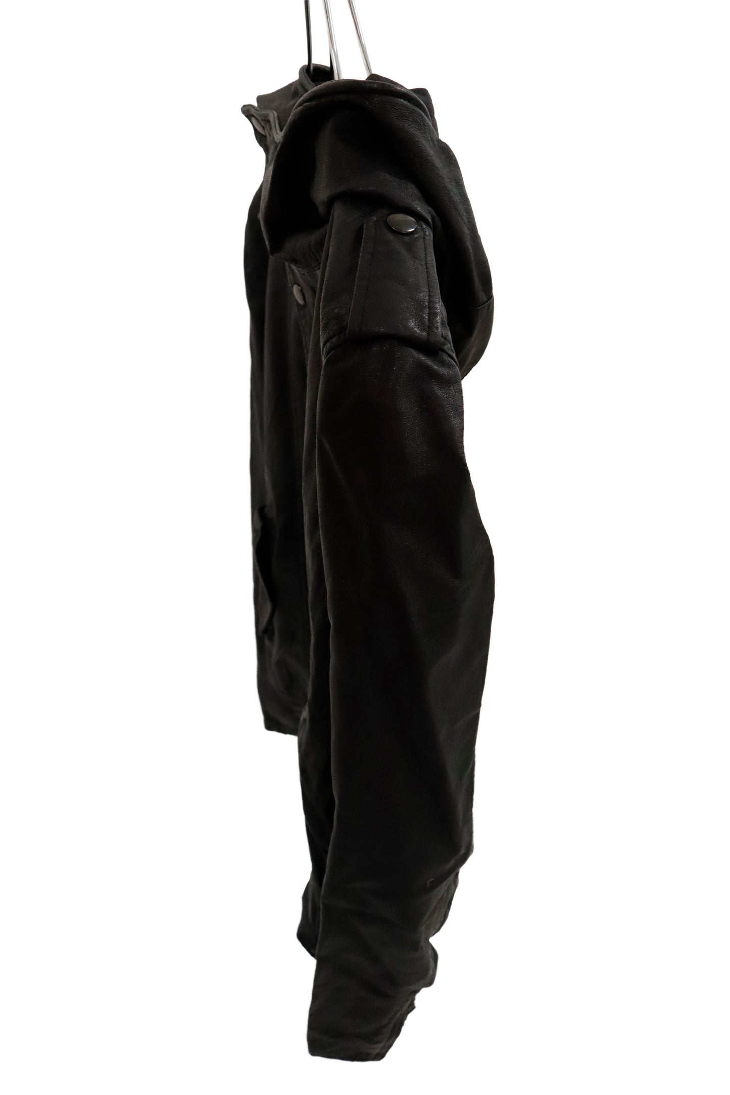 leather hoodie jacket/U-［2602-006］