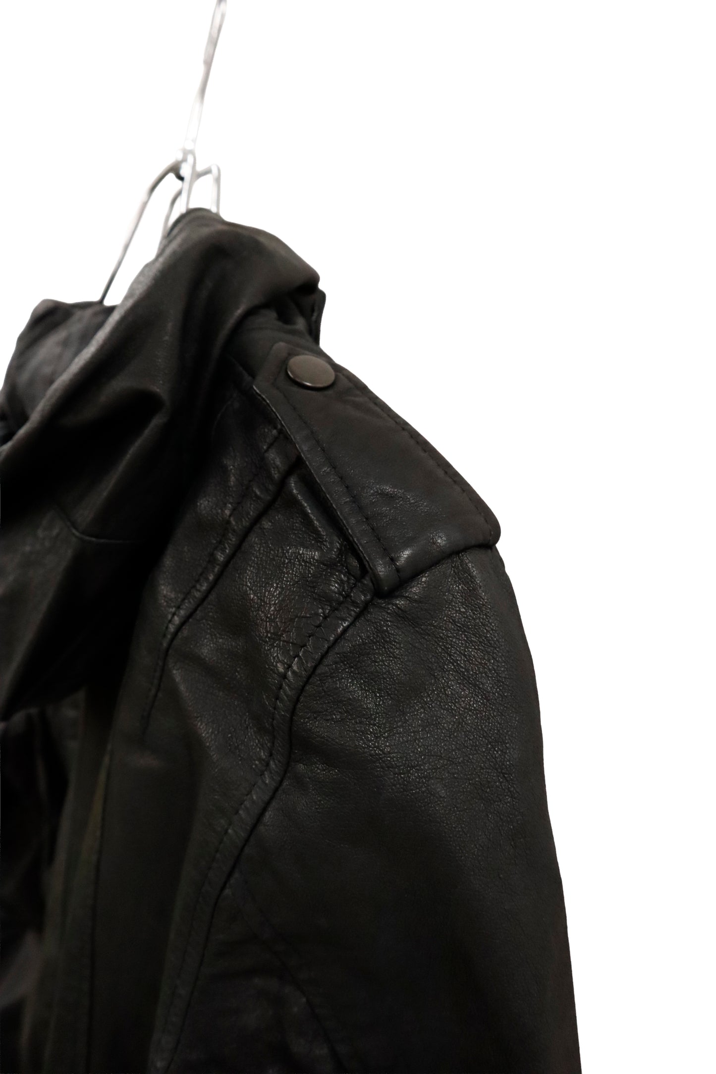 leather hoodie jacket/U-［2602-006］