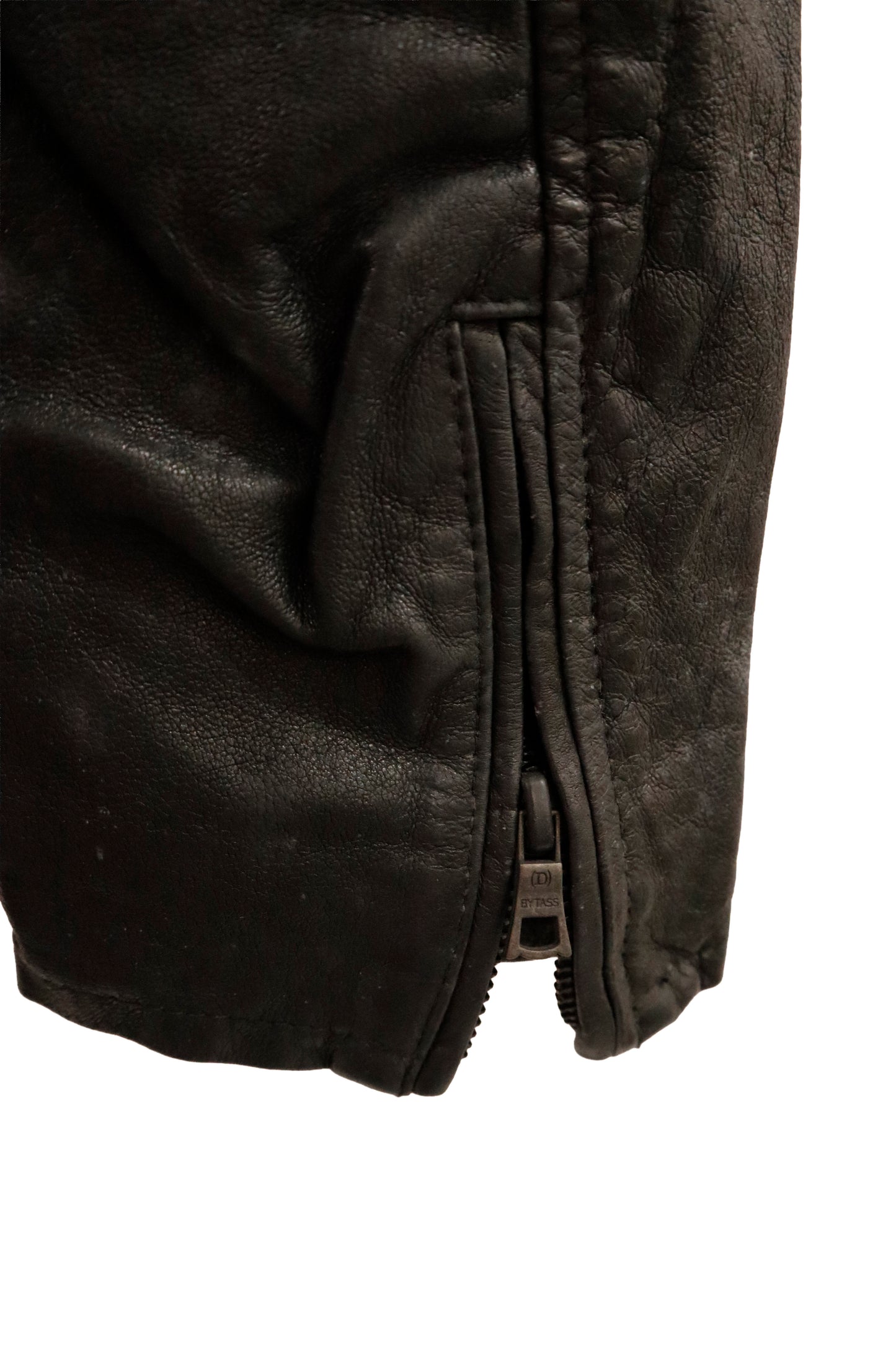 leather hoodie jacket/U-［2602-006］