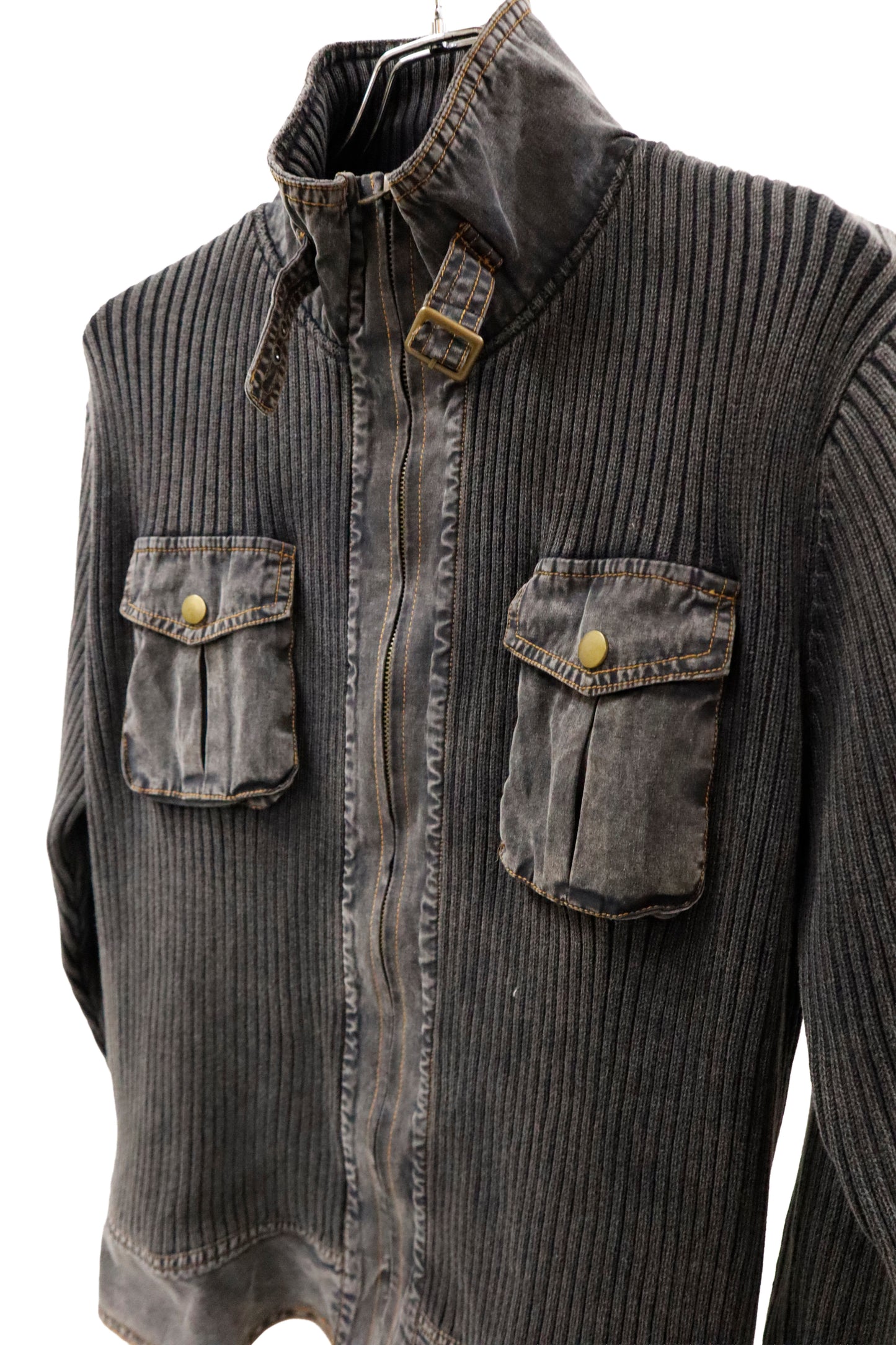 rib knit ZIP tops/U-［2603-004］