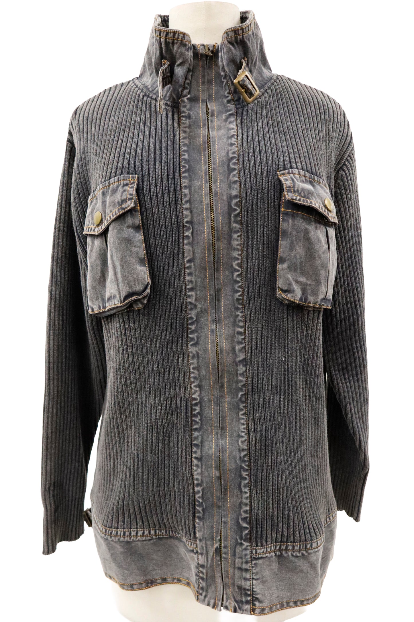 rib knit ZIP tops/U-［2603-004］