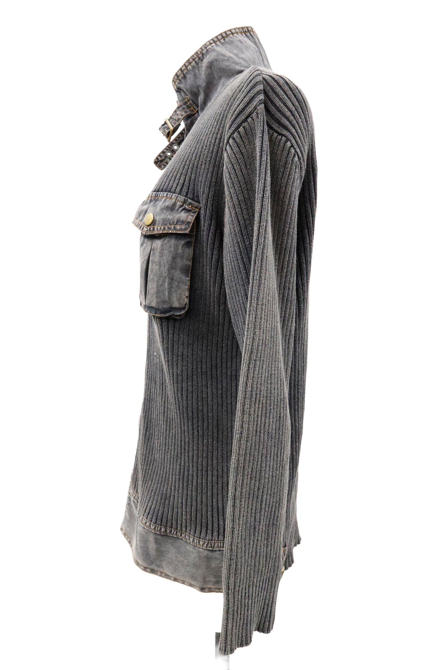 rib knit ZIP tops/U-［2603-004］