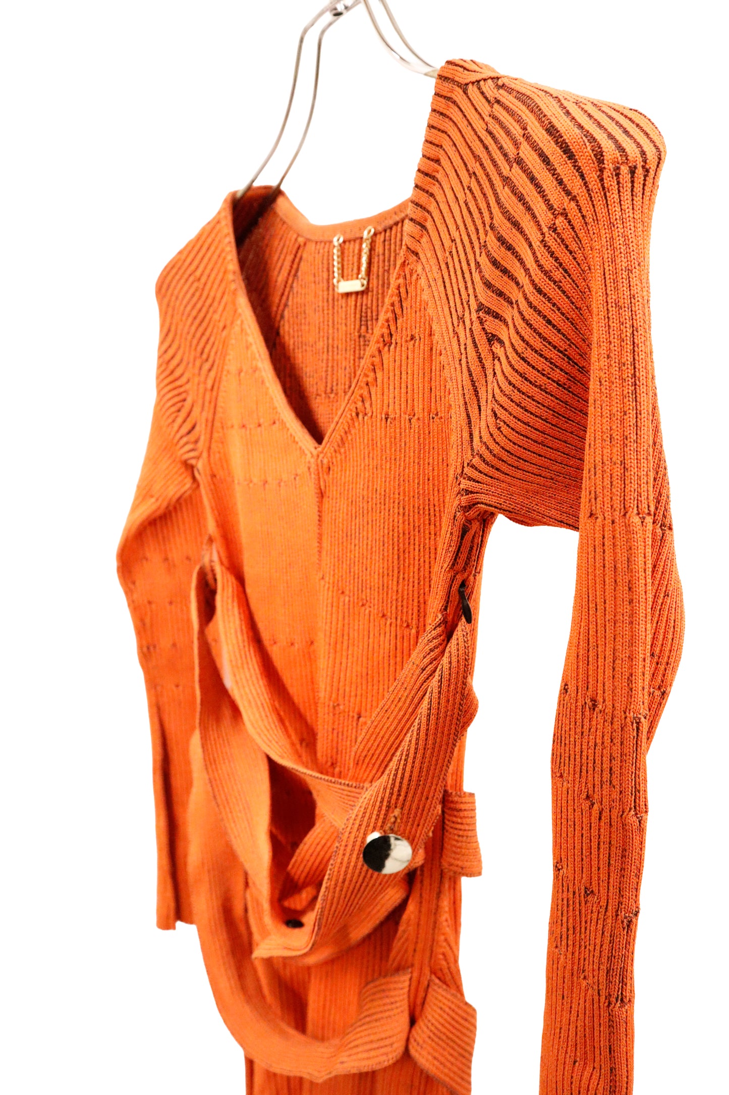 rib knit belt dress/U-［2603-007］