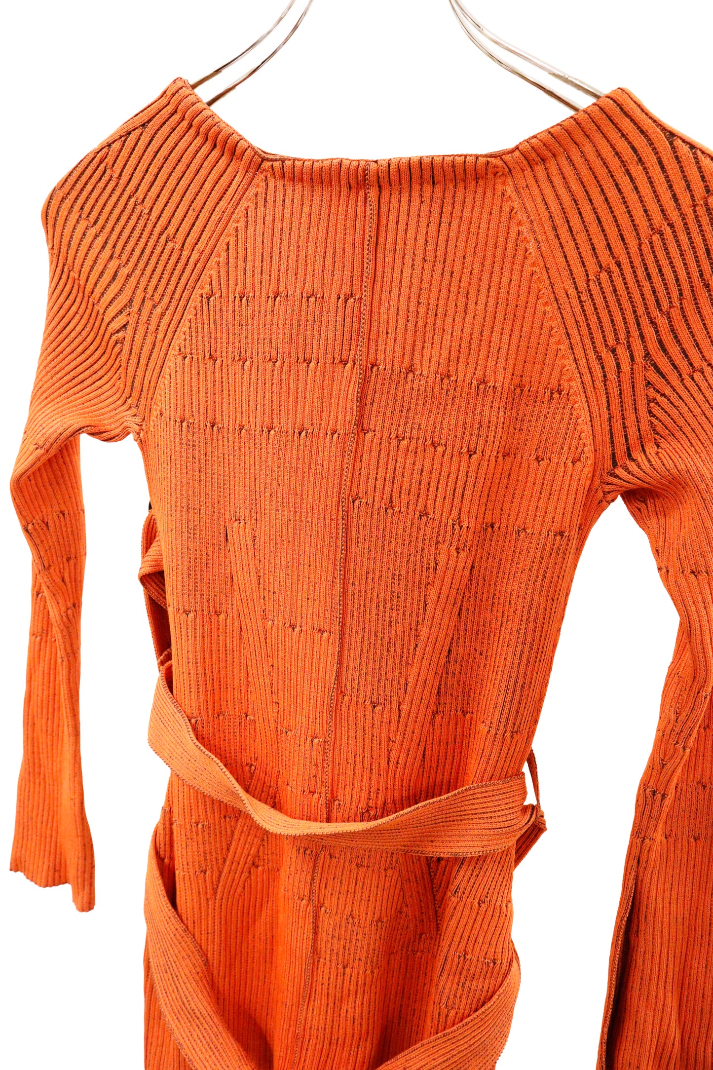 rib knit belt dress/U-［2603-007］