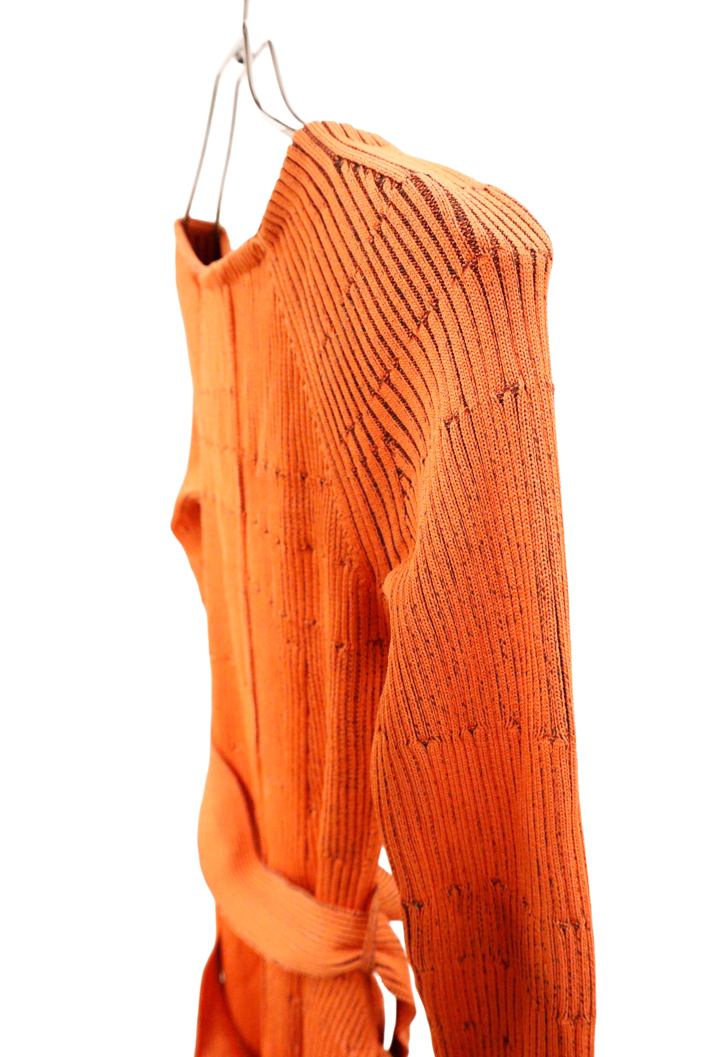 rib knit belt dress/U-［2603-007］