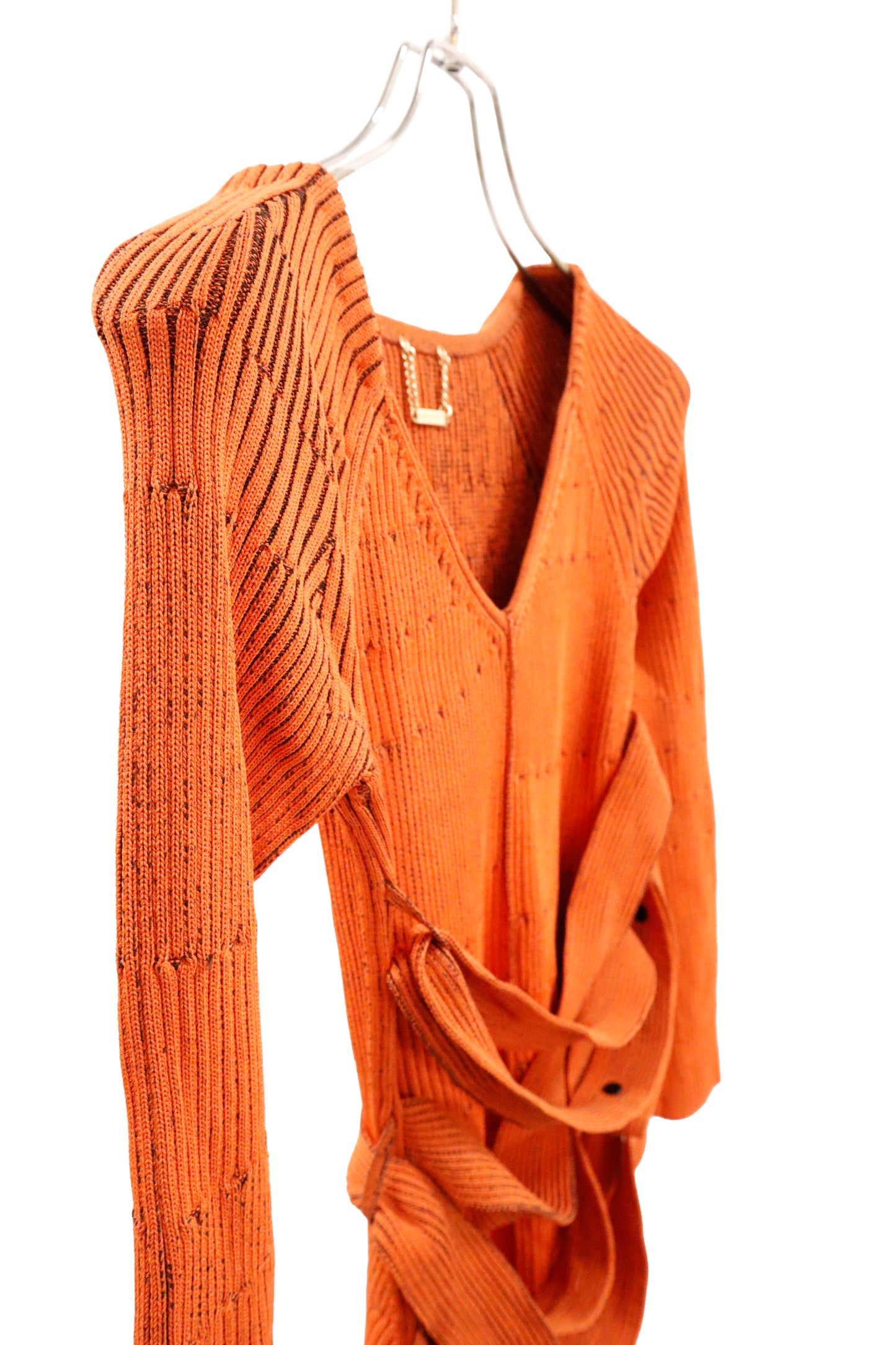 rib knit belt dress/U-［2603-007］