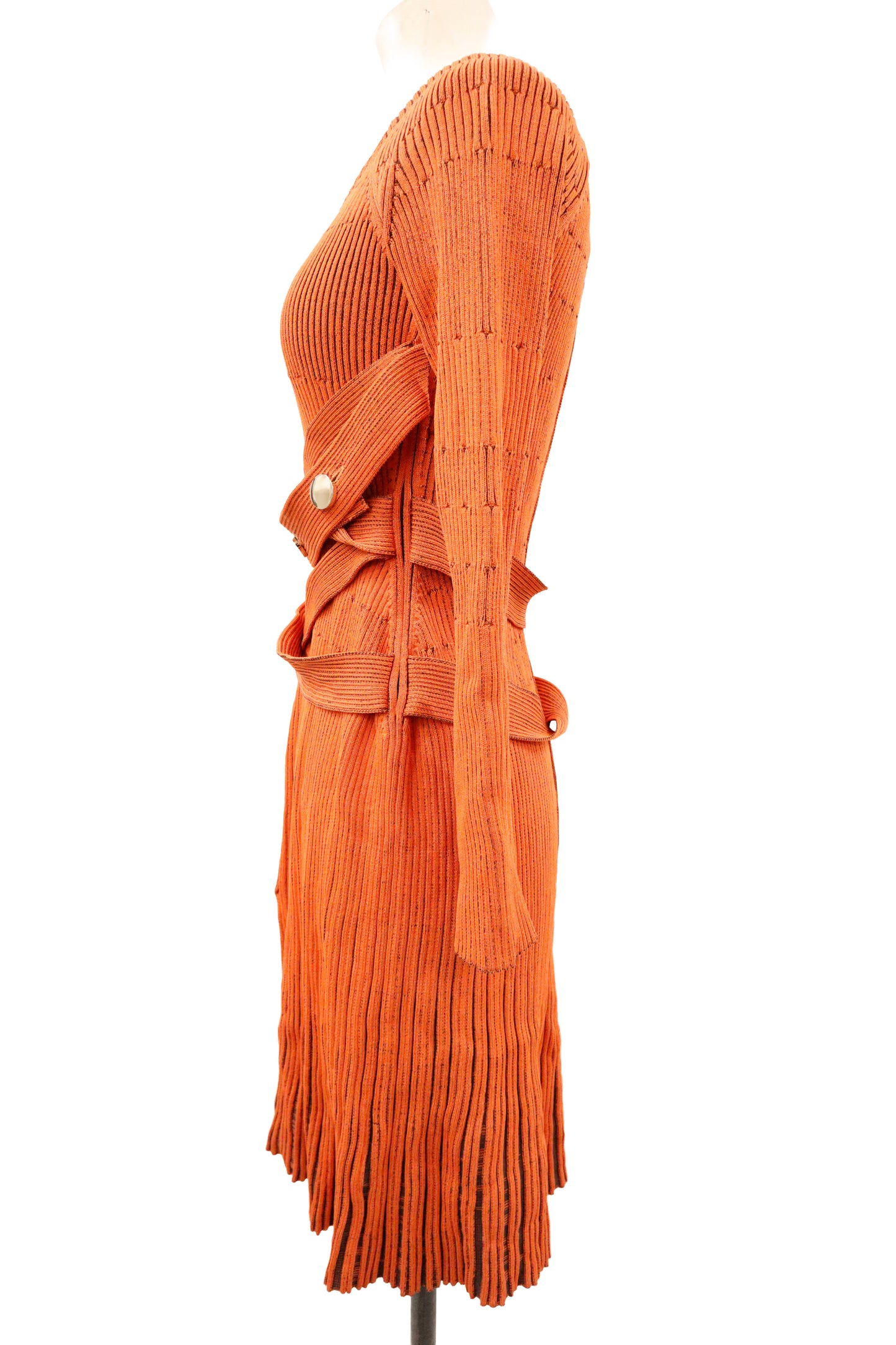 rib knit belt dress/U-［2603-007］