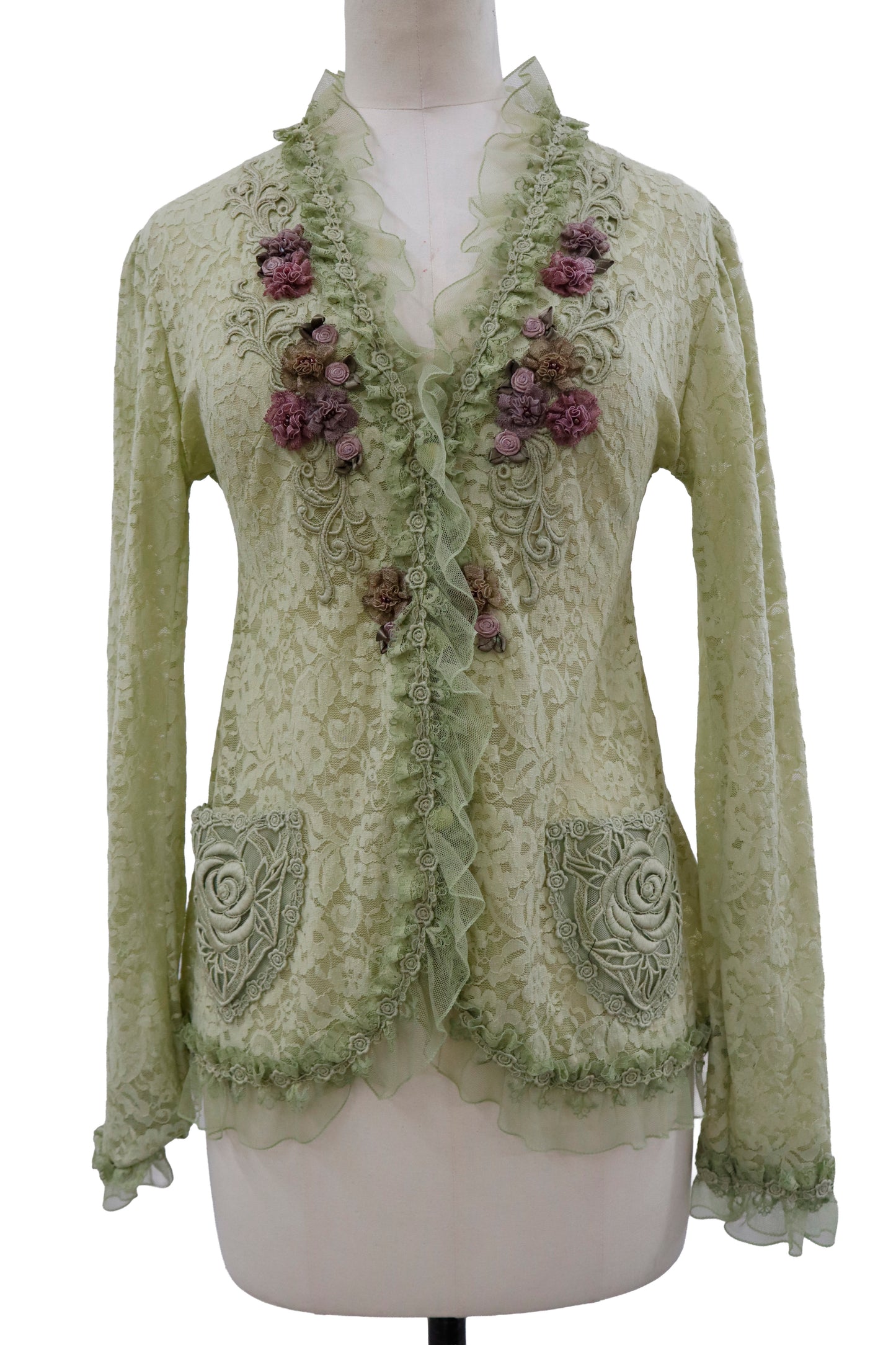 mesh lace cardigan/RM-［2604-034］