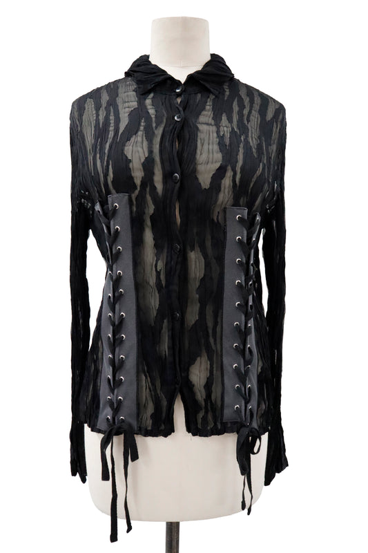lace up shirt/RM-［2605-021］