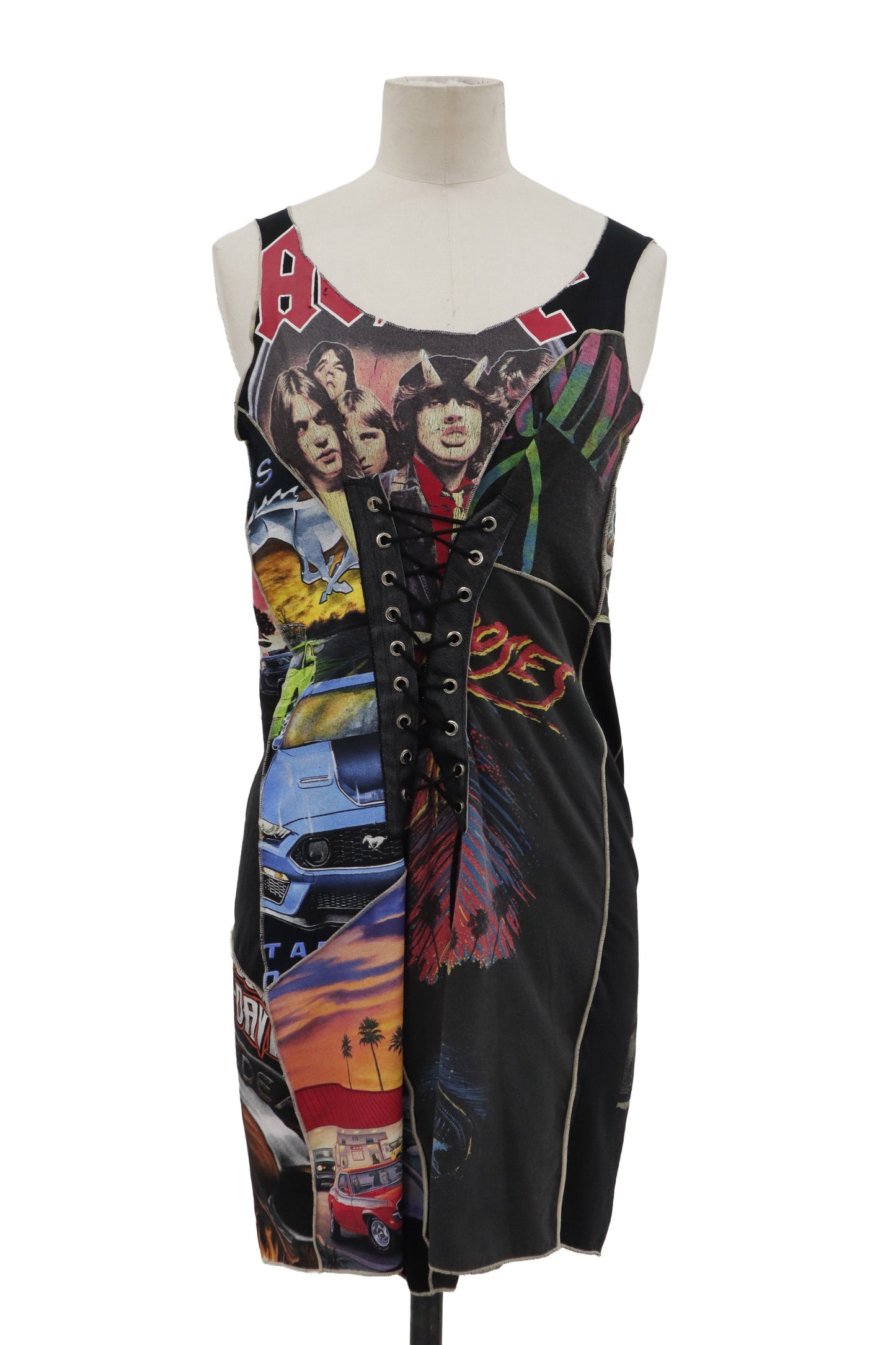 AC/DC lace up long tanktop/RM-［2606-021］