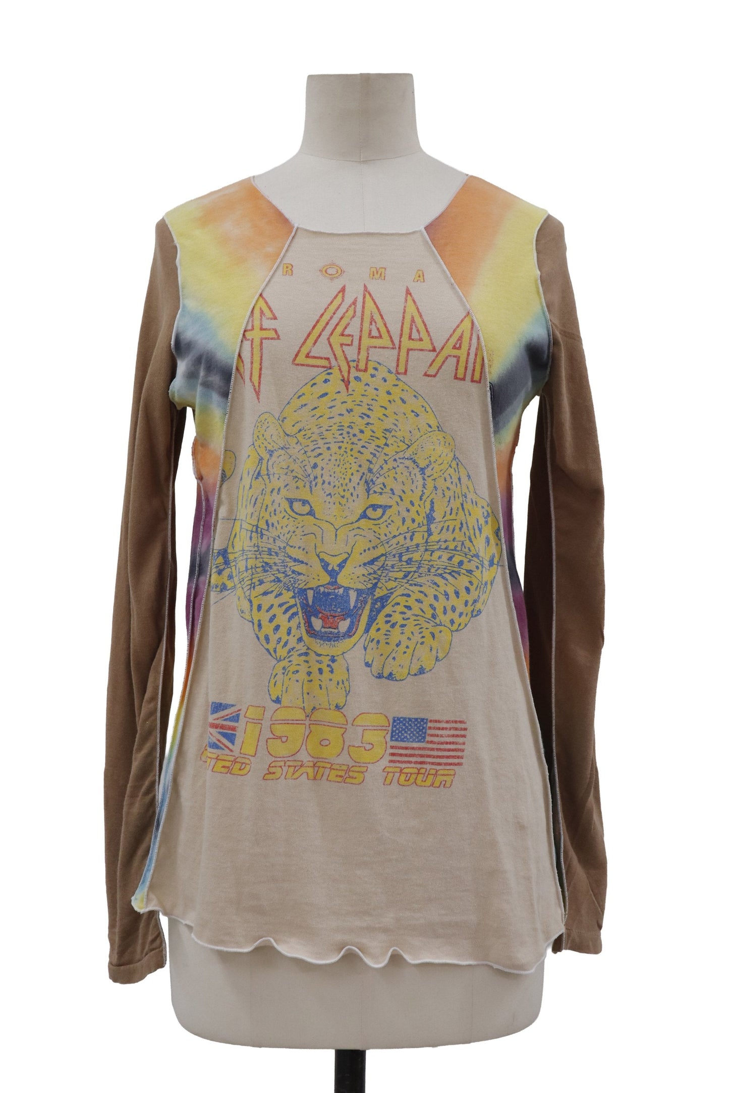 Def Leppard tiger tie-dye raglan top/RM-［2607-028］