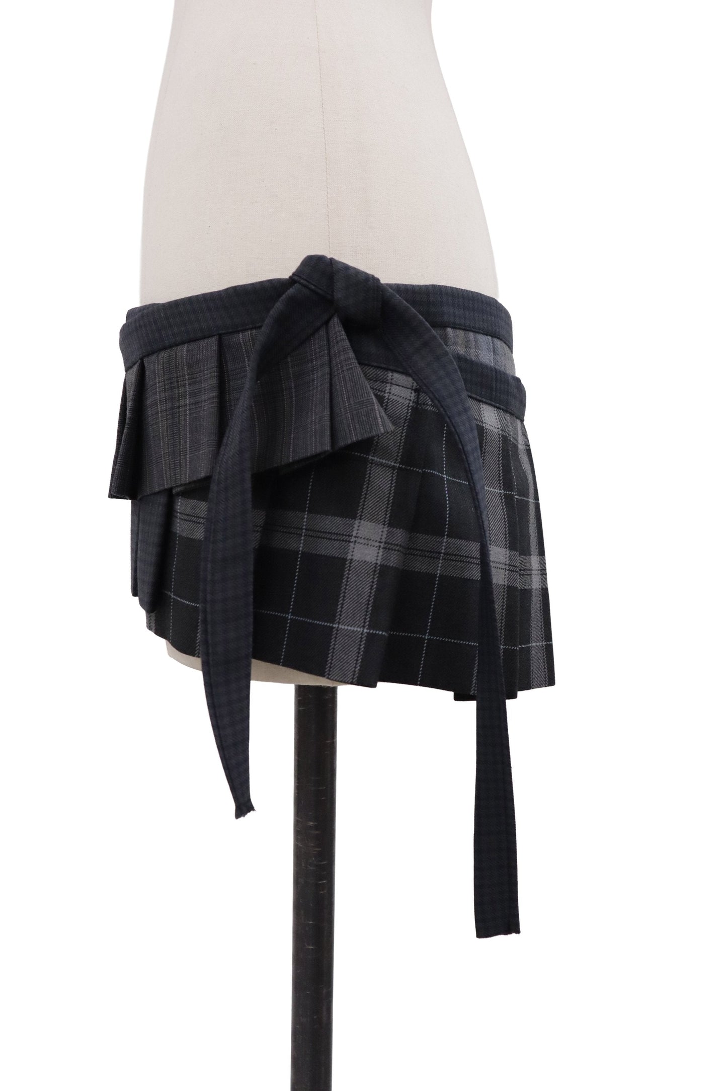 plaid tiered mini skirt/RM-［2607-045］