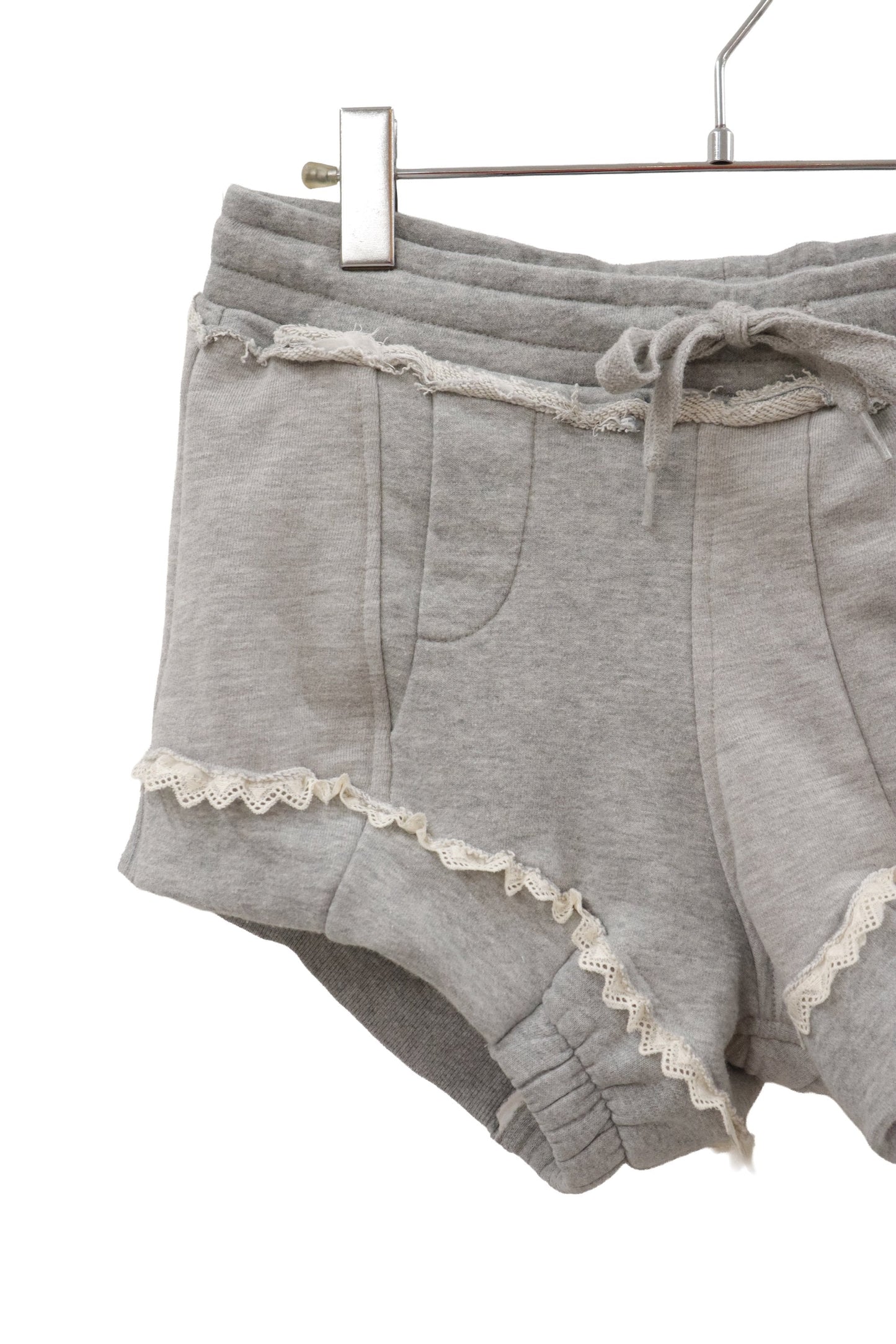 lace trim sweat shorts/RM-［2607-057］