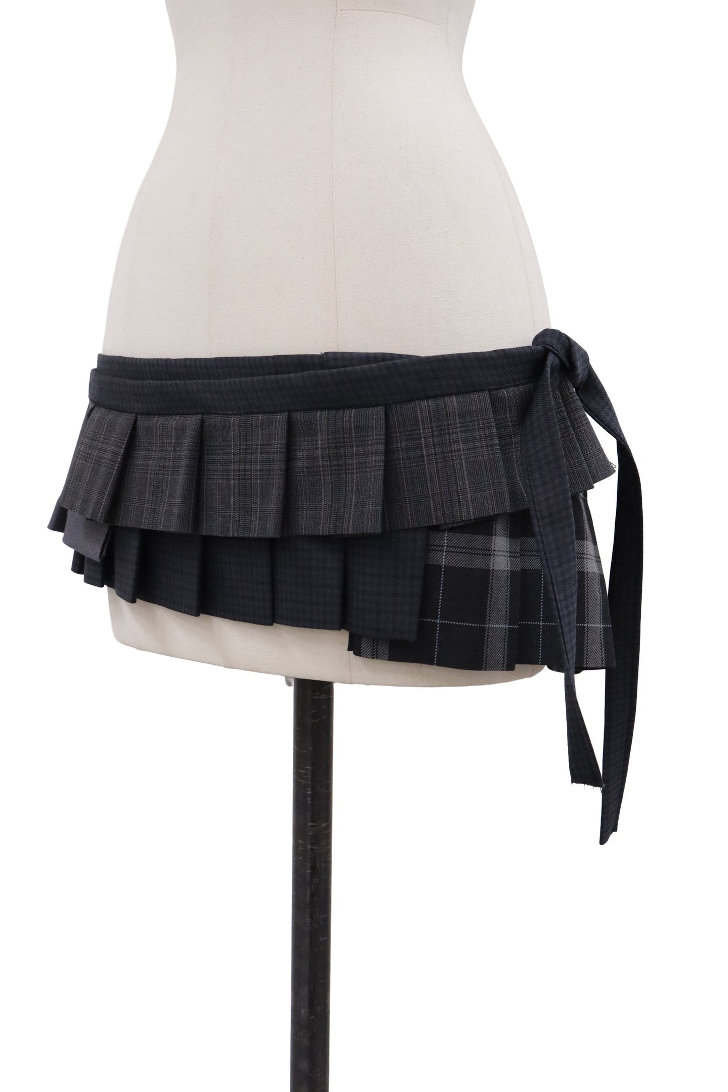plaid tiered mini skirt/RM-［2607-045］