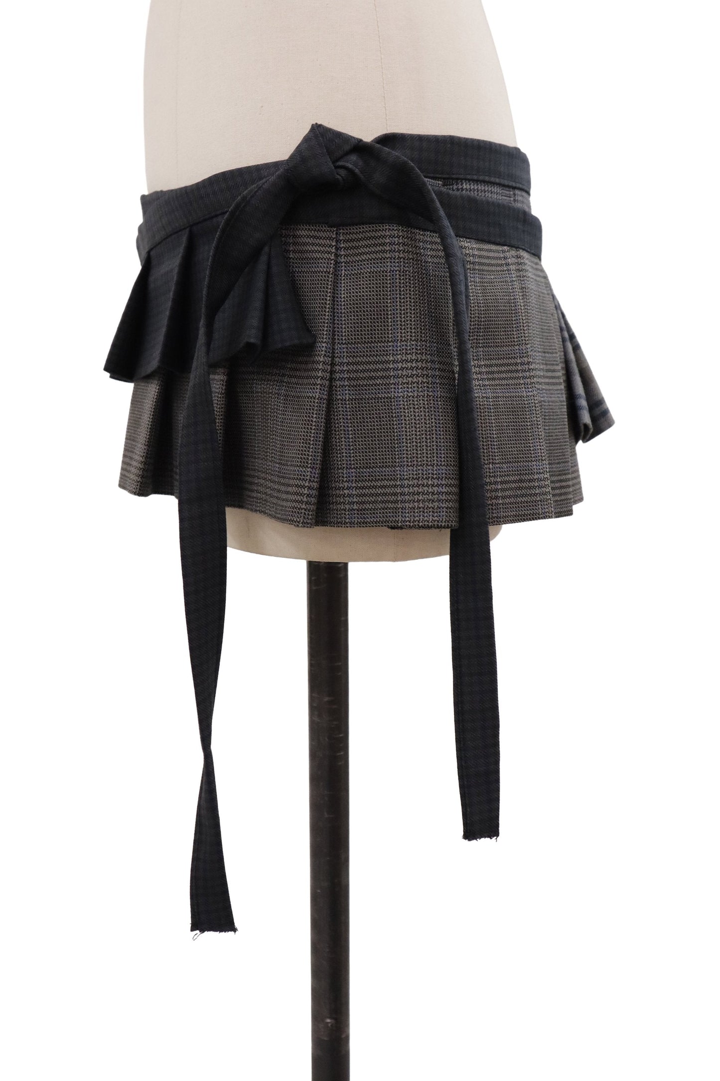plaid tiered mini skirt/RM-［2607-049］