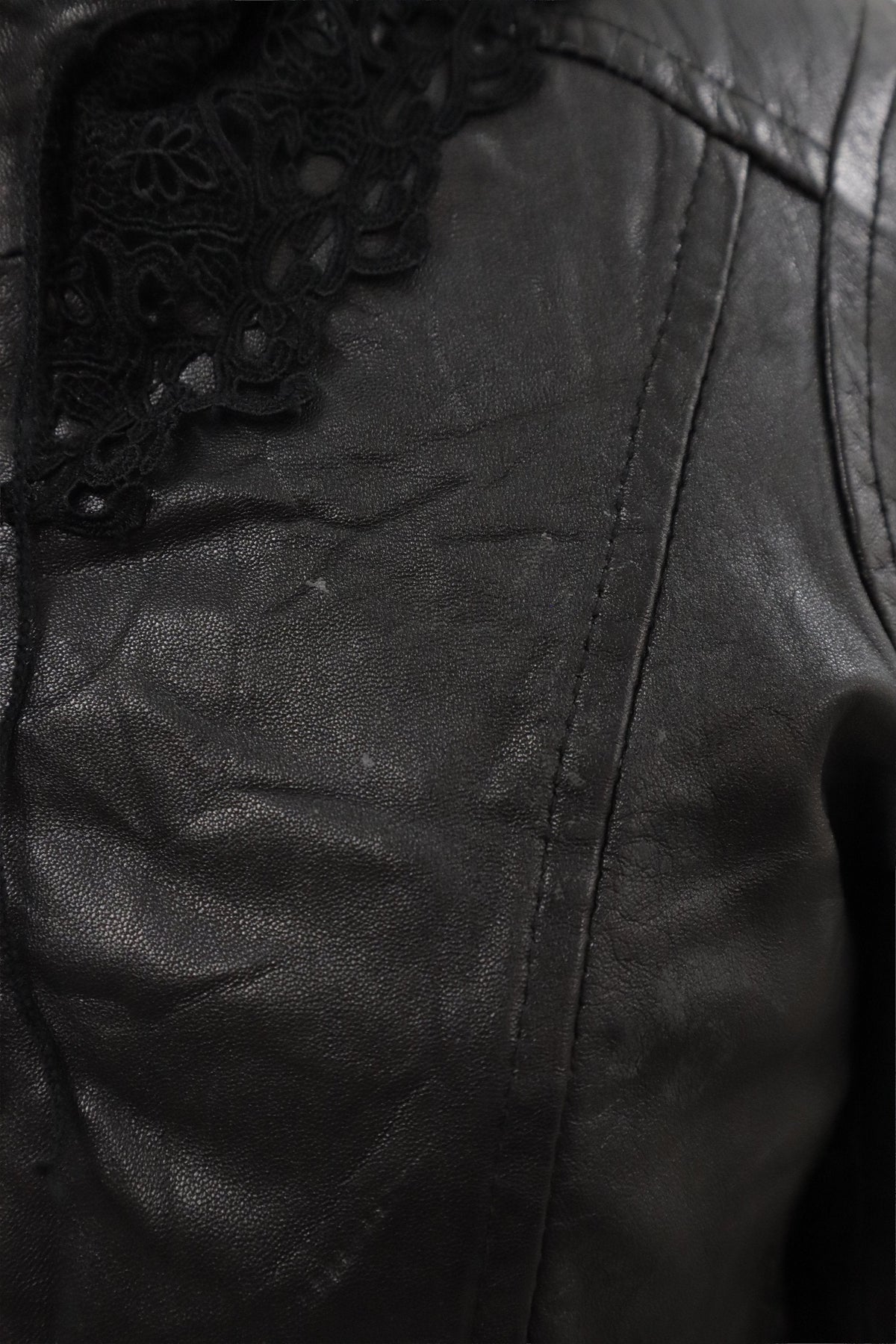 lace leather jacket/RM-［2608-104］