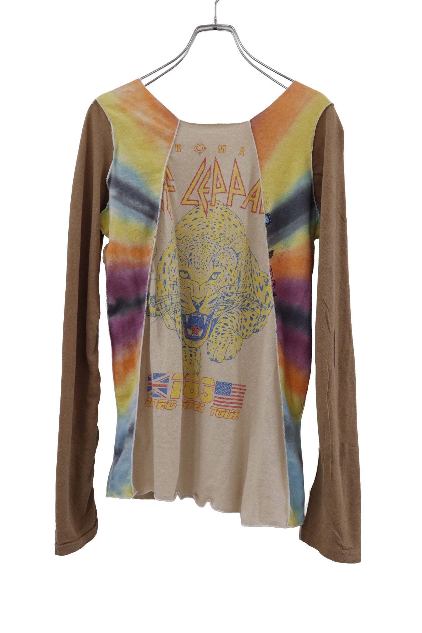 Def Leppard tiger tie-dye raglan top/RM-［2607-028］