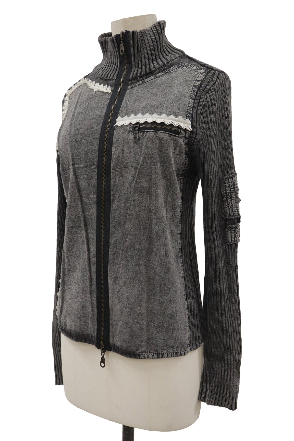 rib knit zip outer/RM-［2608-038］